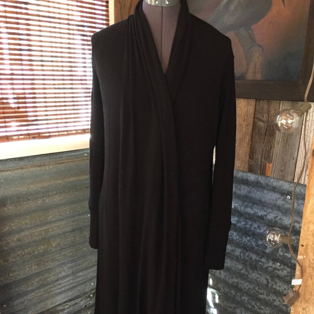 S-Twelve Long Black Duster Cardigan Sweater Sz M